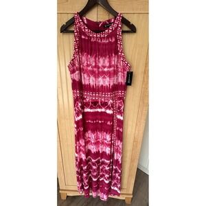 I.N.C. International Concepts Maxi Dress Women's Size 0X Hot Pink Tie Dye
